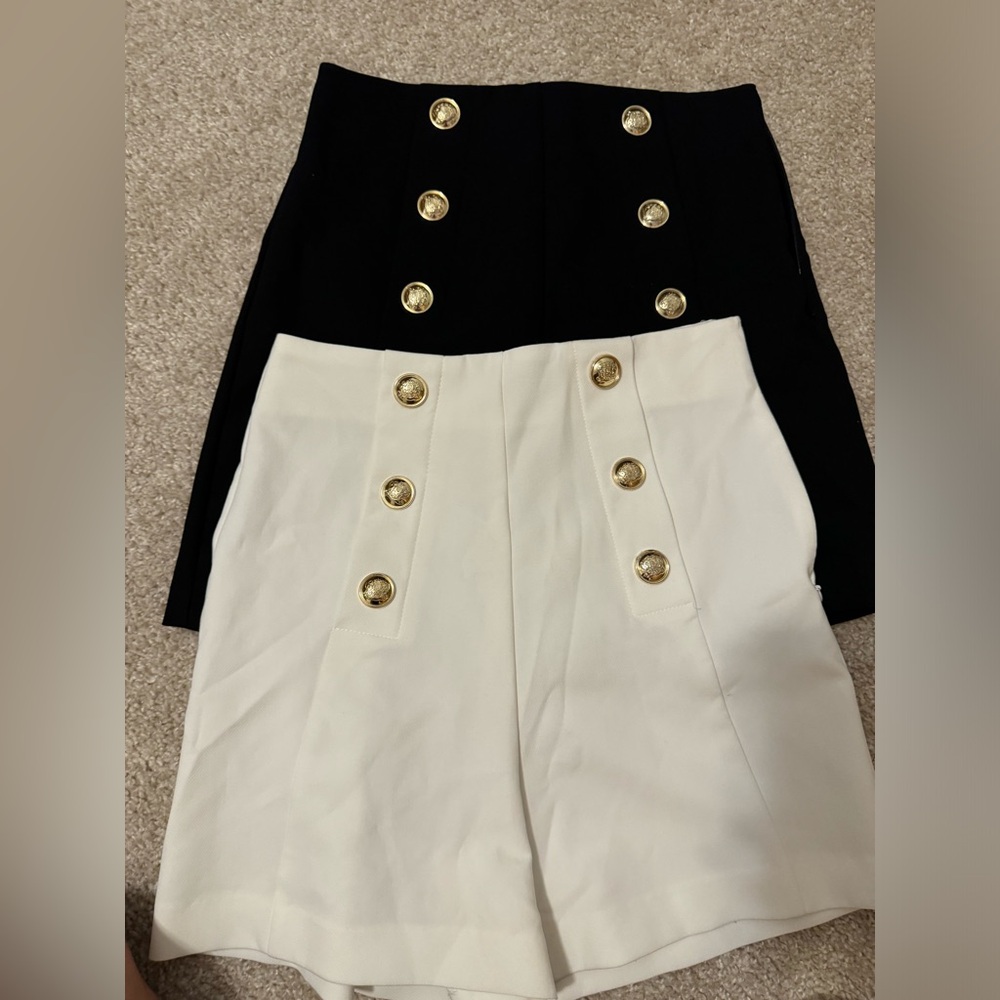 Size 4 Matching ZARA high waisted shorts with gold embellishments